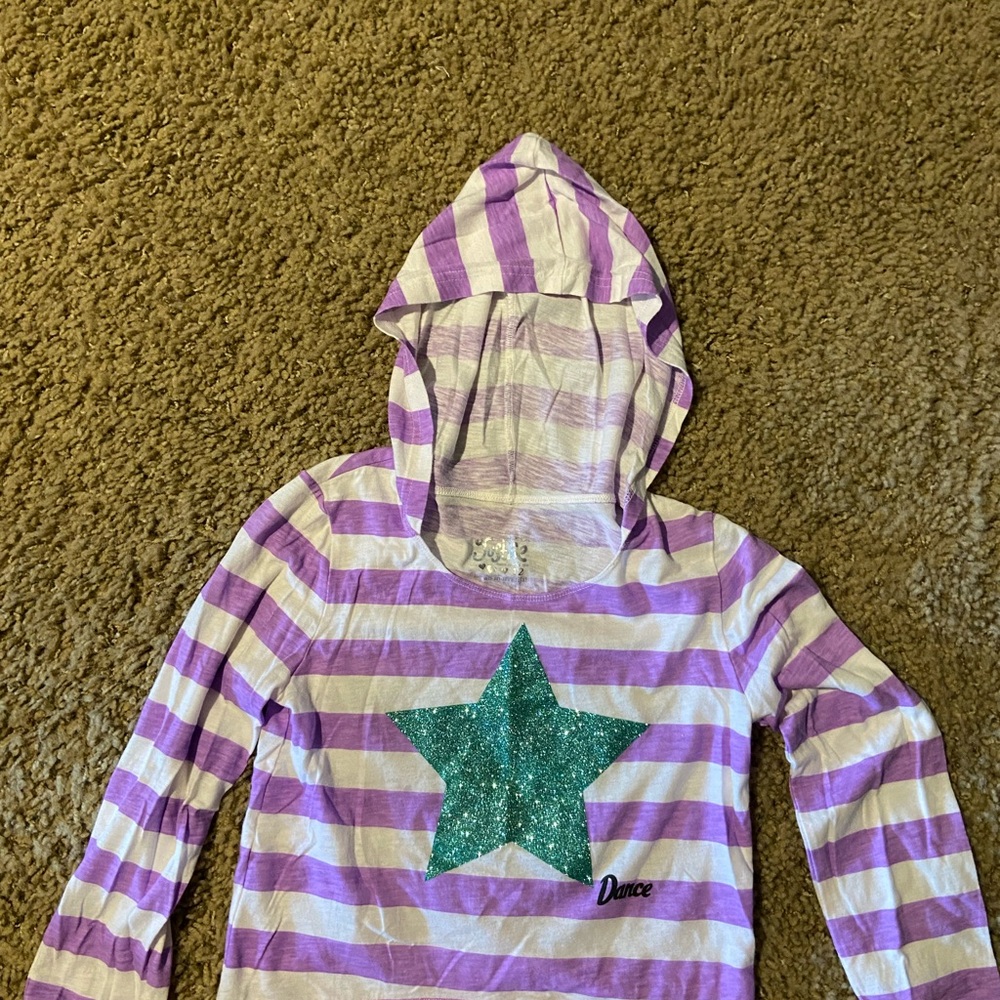 Striped Hoodie with Glitter Star